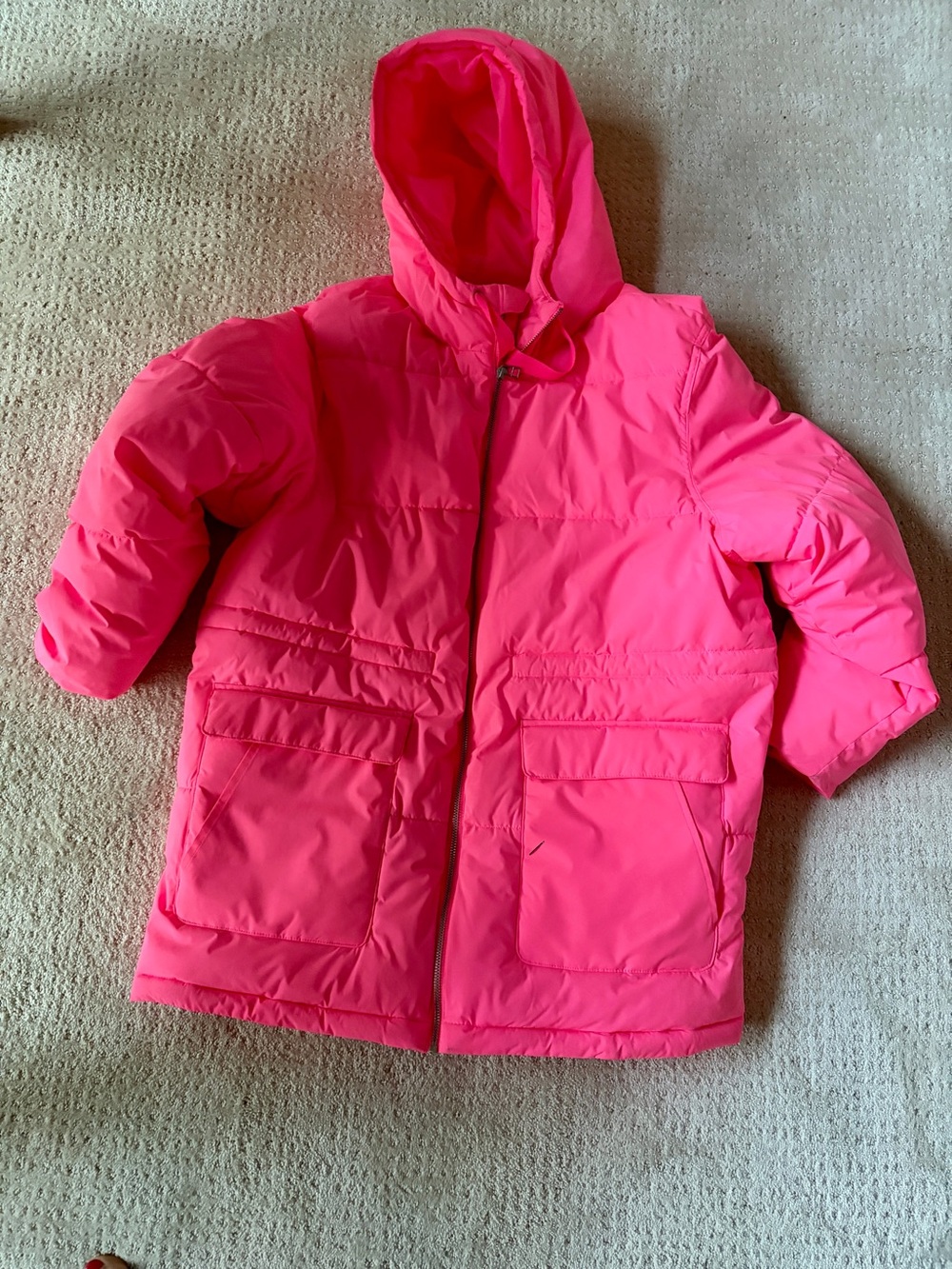 Universal Thread Puffer Jacket XL Neon Pink Hooded Barbiecore Sporty